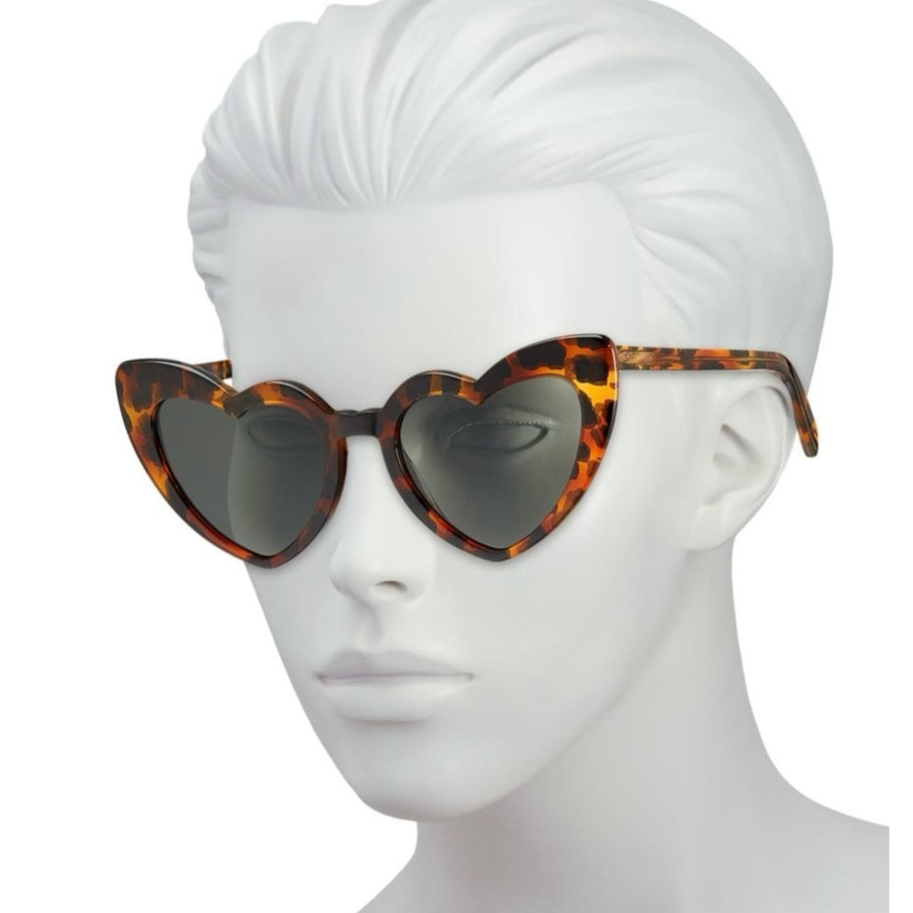 SAINT LAURENT-AUTHENTIC (NWT) Havana Faux Tortoise Shell Heart Shaped Sunglasses